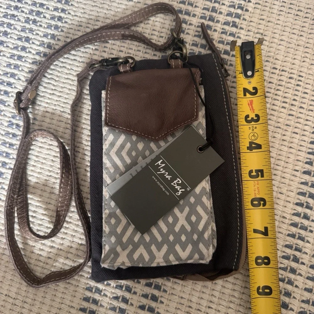 Myra S-1220 Small Cellphone Crossbody Bag for Women Canvas / Leather
